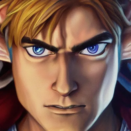 Prompt: An ultra-realistic portrait painting of Link from The Legend of Zelda in the style of Alex Ross. 4K. Ultra-realistic. Highly detailed. Epic lighting.