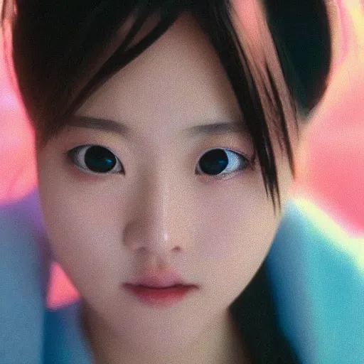 Image similar to 1990s, perfect, dynamic, epic, cinematic 8K HD movie shot of semi-close-up japanese beautiful cute young J-Pop idol actress girl face, she express joy and posing. By a Chinese movie director. Motion, VFX, Inspirational arthouse, at Behance, with Instagram filters, Photoshop, Adobe Lightroom, Adobe After Effects, taken with polaroid kodak portra