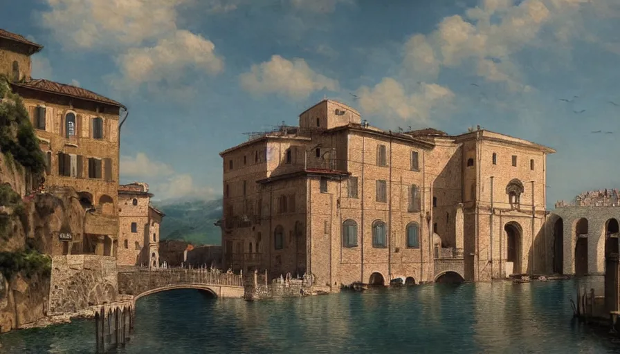 Prompt: italy historical sites by hiroshi yoshida, artstation, cinematic composition