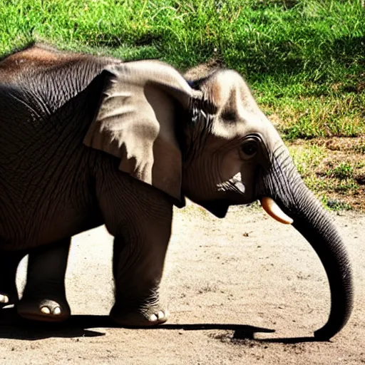 Prompt: little boy riding elephant