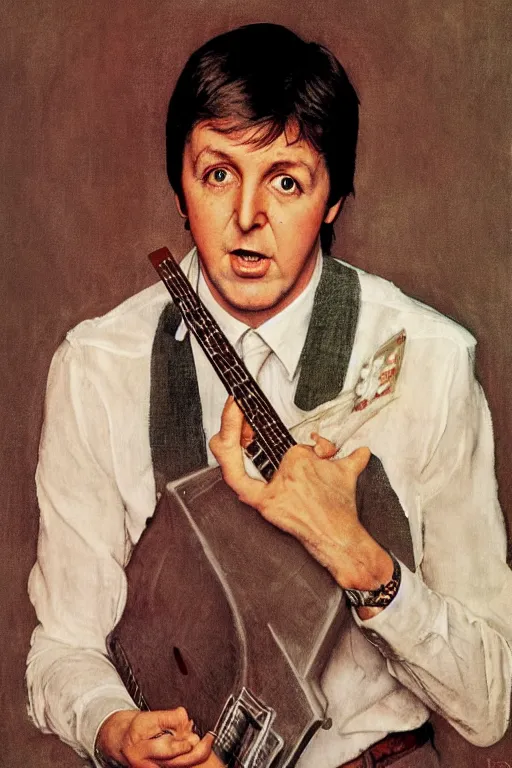 Image similar to portrait of Paul McCartney (1965), by Norman Rockwell