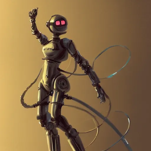 Image similar to fencer robot, female, sci fi concept art, d & d, concept art, illustration, highly detailed,