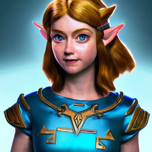 Image similar to A hyper real comic book style portait painting of Zelda the princess on the moon, unreal 5, hyperrealistic, octane render, cosplay, RPG portrait, dynamic lighting