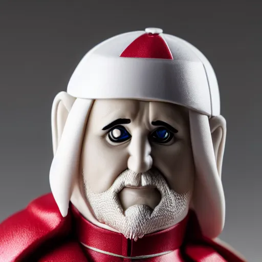 Prompt: an action figure of the pope, vinyl toy by pay jay figure, studio product photography, studio light, sigma 1 0 5 mm f 2. 8