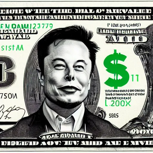 Image similar to Elon musk on the Mars Dollar bill