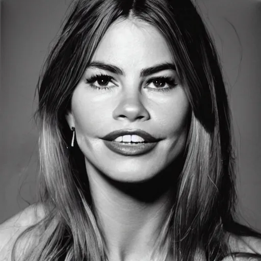 Image similar to Sofia Vergara. close up studio portrait. By Robert Mapplethorpe. Tri-x.