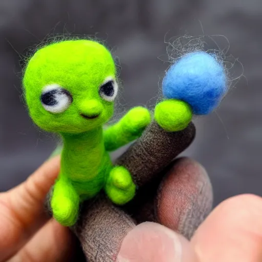 Image similar to a needle felted inkling, needle felting art.