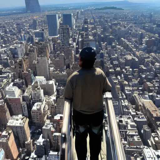 Image similar to large man climbing up empire state building