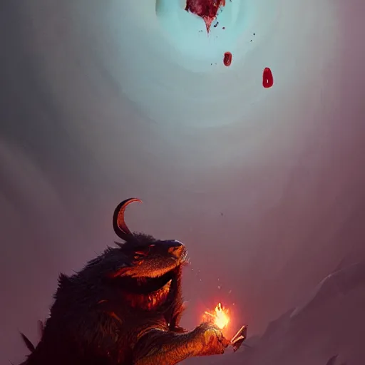 Image similar to a ravenous big chungus is devouring the world, with blood dropping from his mouth, Greg rutkowski, Trending artstation, cinematográfica, digital Art