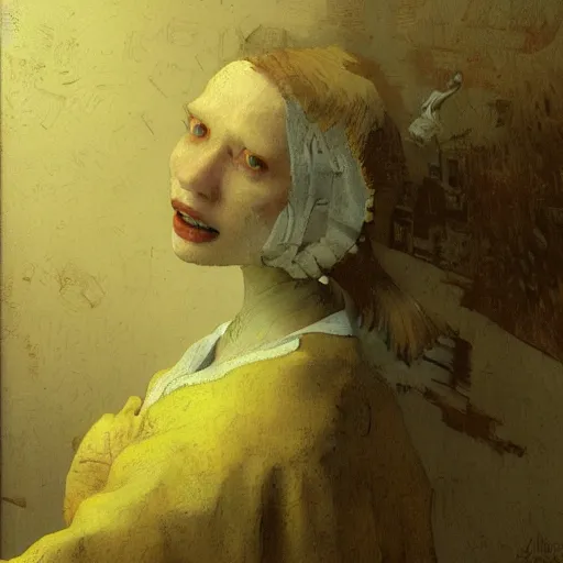 Prompt: !!!!! illustrated by johannes vermeer, greg rutkowski, gaston bussiere, van gogh, davinci, and zdzisław beksinski, award - winning, cgsociety contest winner