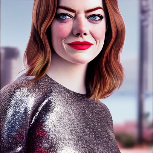 Prompt: Emma Stone as Brooke Shields, hyper realistic, octane render, 8k, high quality