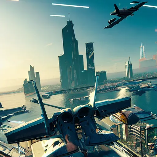 Image similar to microsoft flight simulator for cyberpunk 2077.