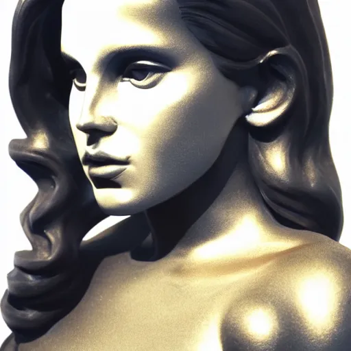 Image similar to golden statue of lana del rey