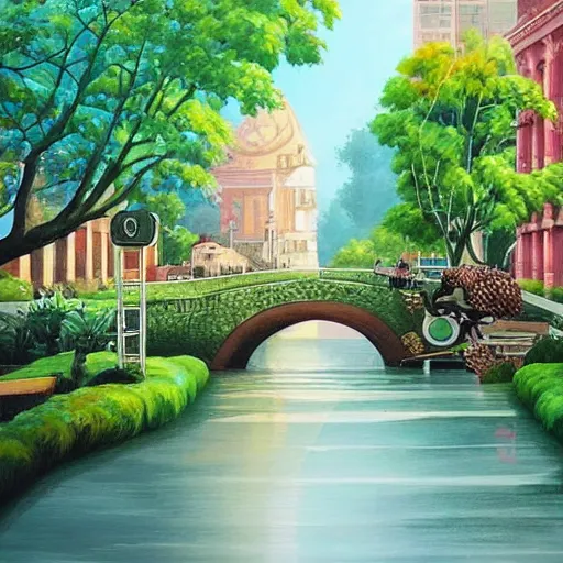 Image similar to Beautiful city of the future in harmony with nature. Nice colour scheme, soft warm colour. Beautiful detailed painting by Lurid. (2022)