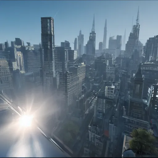 Prompt: Michael Jackson as spiderman, light reflection through buildings, 4K Unreal Engine Unity style