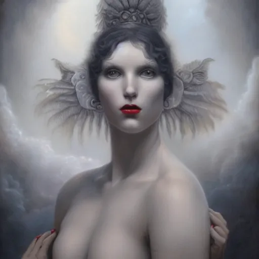 Prompt: By Tom Bagshaw Boris Vallejo, ultra realist soft painting of a curiosities carnival by night, omnious sky, symmetry accurate features, very intricate details, black and white, volumetric light clouds