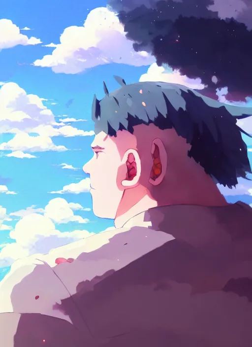 Prompt: portrait of brock lesnar, cloudy sky background lush landscape illustration concept art anime key visual trending pixiv fanbox by wlop and greg rutkowski and makoto shinkai and studio ghibli