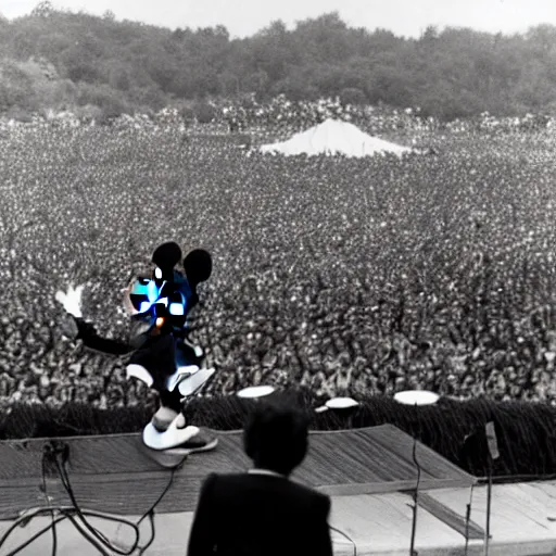 Image similar to mickey mouse performing at woodstock