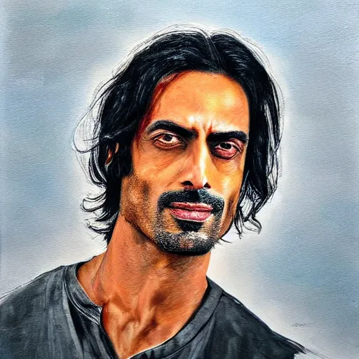 Image similar to portrait of arjun rampal, 1 0 0 mm, realistic