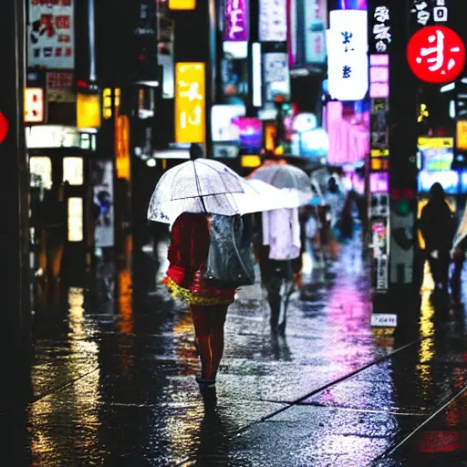 Prompt: rainy night in tokyo