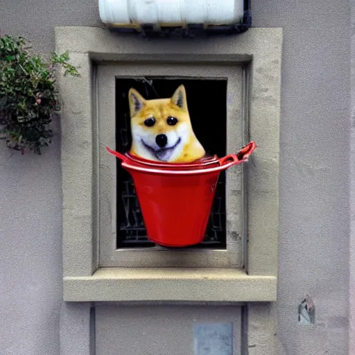 Image similar to doge trapped in tomato sauce pot