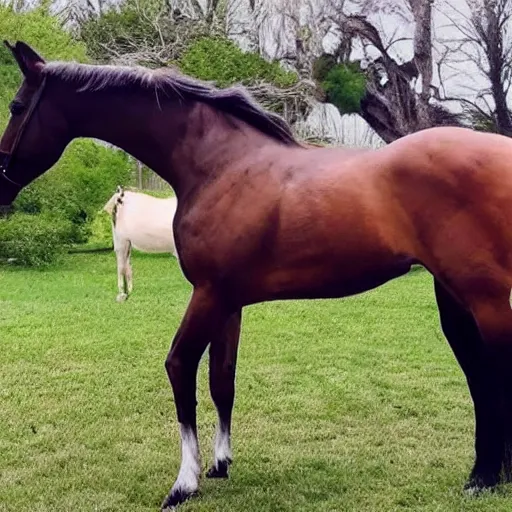 Image similar to ( donald trump × horse ) in a pasture