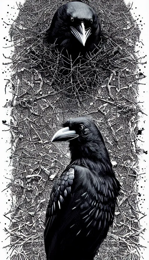 Image similar to epic professional digital art of crow that is a human by dan hillier and julia deville