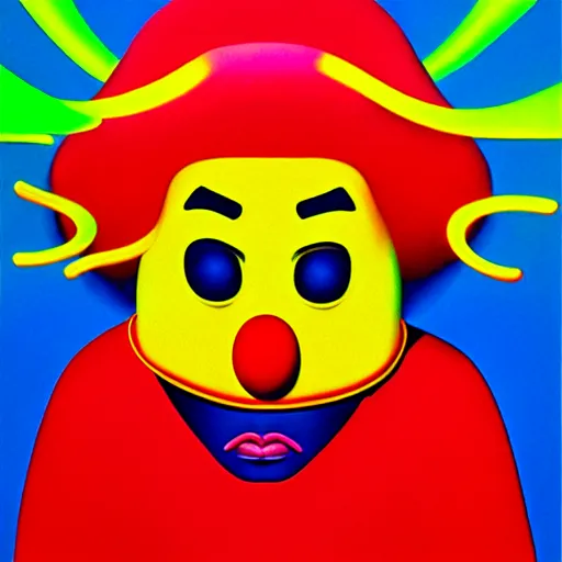 Image similar to angry clown by shusei nagaoka, kaws, david rudnick, airbrush on canvas, pastell colours, cell shaded, 8 k