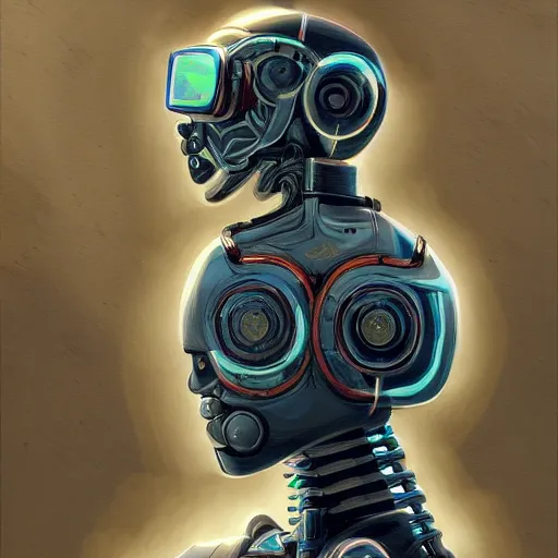 Image similar to concept art portrait of a diesel punk robot, by cam sykes. an intricate, elegant, highly detailed digital painting, concept art, smooth, sharp focus, illustration, in the style of syd mead.