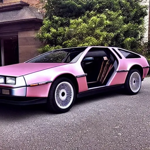 Image similar to “ photo of a pink delorean ”