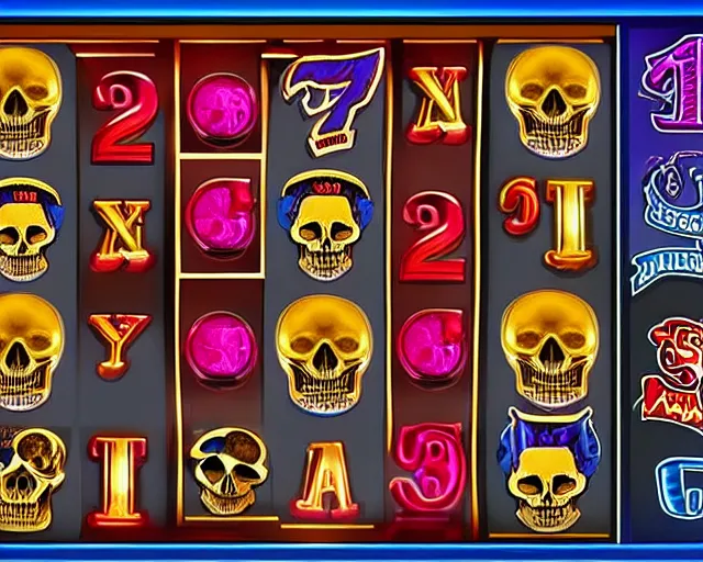 Image similar to modern slots game with skull theme, 5 columns, 5 rows, slots, casino videogame