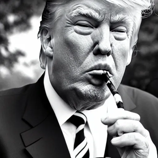 Image similar to a photo of donald trump smoking a cigarrette