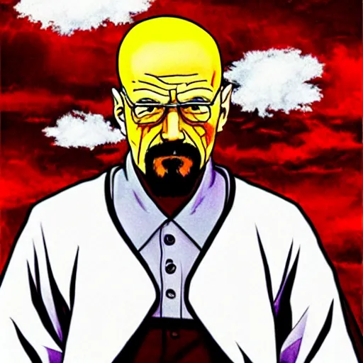 Image similar to walter white becomes naruto in horror film by van gough