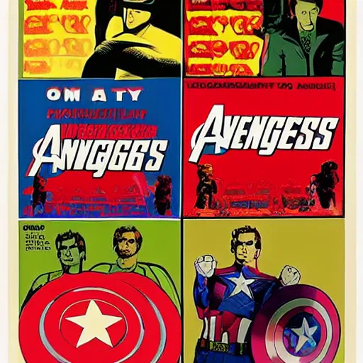 Image similar to Poster of the Avengers movie by Andy Warhol