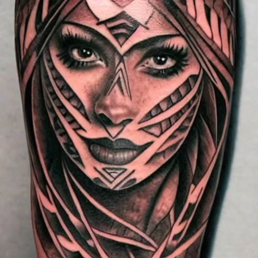 Prompt: female tribal tattoo, detailed