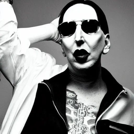 Image similar to marilyn manson on the dj decks