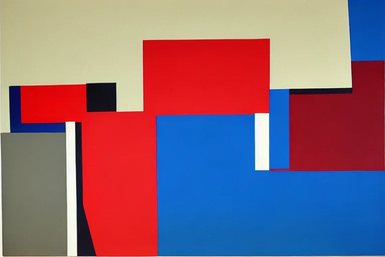 Prompt: stealing top secret documents, colors red, white, dark blue, abstract oil painting by lecorbusier