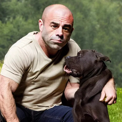 Image similar to Joe Rogan with a dog