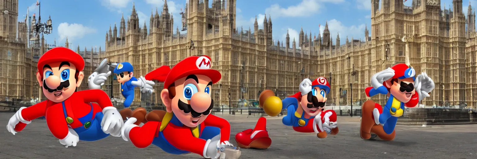 Prompt: london in style of super mario,