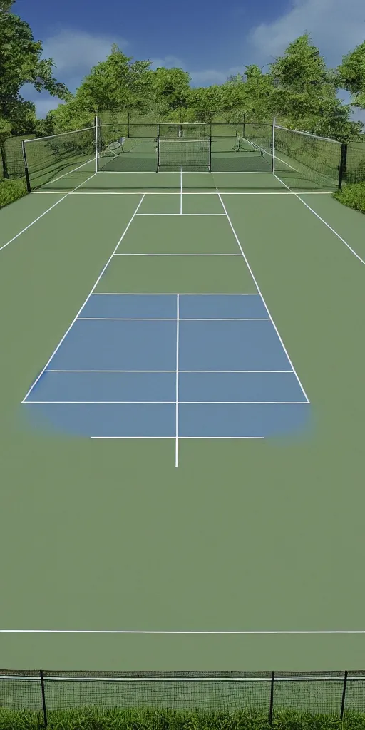 Prompt: Tennis Court on the Floating Island, Digital Art