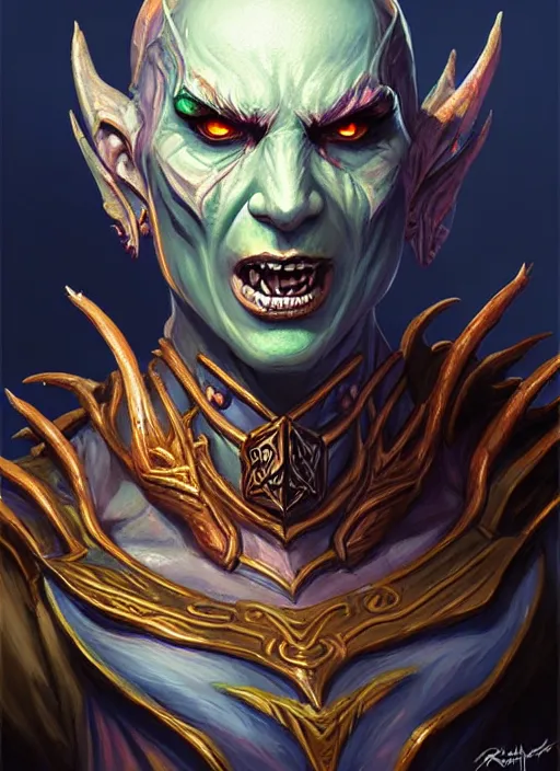 Image similar to a _ fantasy _ style _ portrait _ painting _ of acererak lich, dnd, wicked, oil _ painting _ unreal _ 5 _ daz. _ rpg _ portrait _ extremely _ detailed _ artgerm _ greg _ rutkowski _ greg