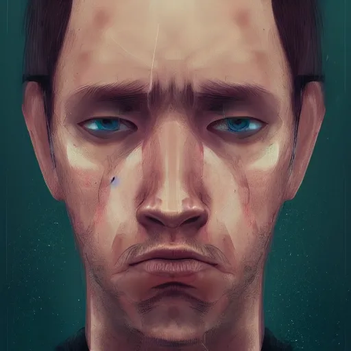 Image similar to portrait of a sad man by elena sai, digital art, trending on artstation