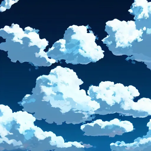 Image similar to a baby blue sky with paired clouds in anime style, 4K,