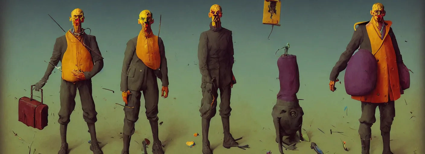 Image similar to full - body portrait surreal colorful clay fighting artstation rpg gentleman character concept art anatomy, action pose, very coherent and colorful high contrast masterpiece by norman rockwell franz sedlacek hieronymus bosch dean ellis simon stalenhag rene magritte gediminas pranckevicius, dark shadows, sunny day, hard lighting, reference sheet white! background