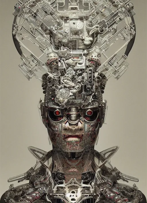 Image similar to portrait of a seductive cybernetic biopunk yakuza, imari, modern fine art, fractal, in the style of ghosts in the machine, intricate ornaments, elegant, highly detailed, digital photography, subsurface scattering, by mc escher and greg rutkowski,
