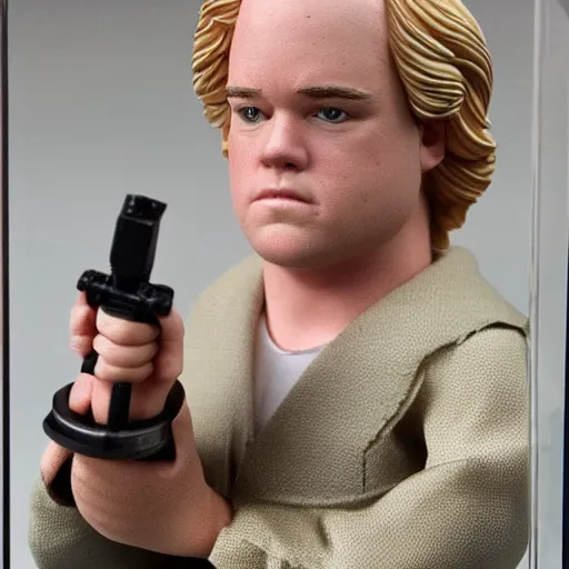 Image similar to product shot of Phillip Seymour Hoffman action figure, original packaging, full shot, including accessories