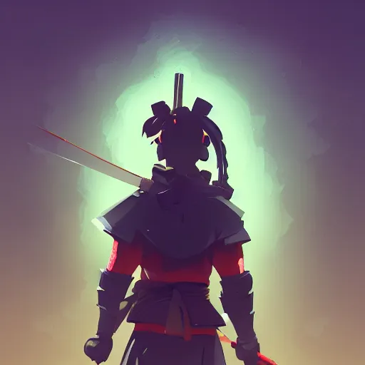 Prompt: upper body illustration ofa samurai master in full armor, mattepainting concept blizzard pixar maya engine on stylized background splash comics global illumination lighting artstation, sharp focus, lois van baarle, ilya kuvshinov, rossdraws