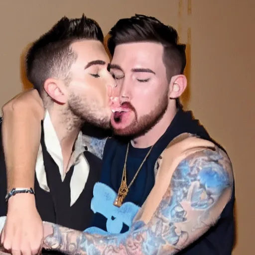 Prompt: dantdm kissing kanye west