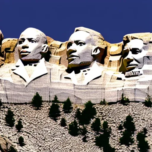 Image similar to harriet tubman, barack obama, matron luther king jr, colin powell faces on mount rushmore