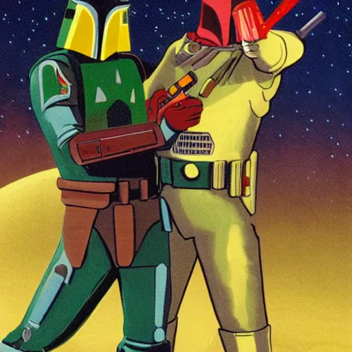 Image similar to captain kirk dueling boba fett on mars